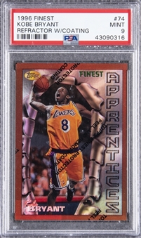 1996-97 Finest Refractor #74 Kobe Bryant Rookie Card (with Coating) - PSA MINT 9